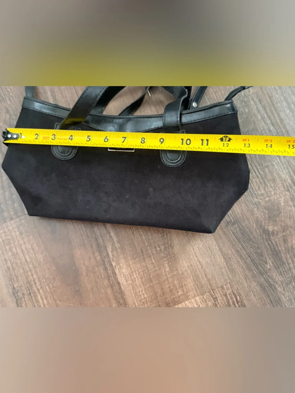 kate spade Black Suede Shoulder Bag with Faux Leather Trim